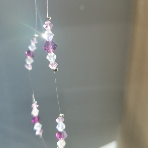 Swarovski Purple Diamond Crystals Beads Necklace - Picture 2 of 14